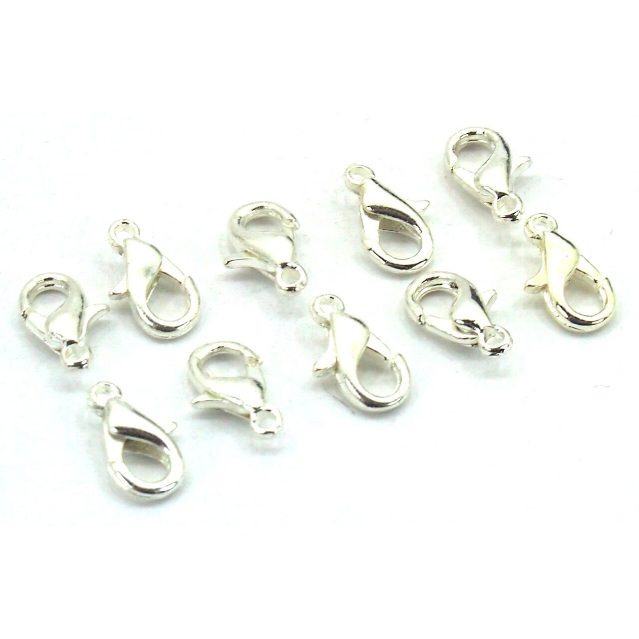 10 Silver Plated Beautiful Curved Lobster Clasps 10mm